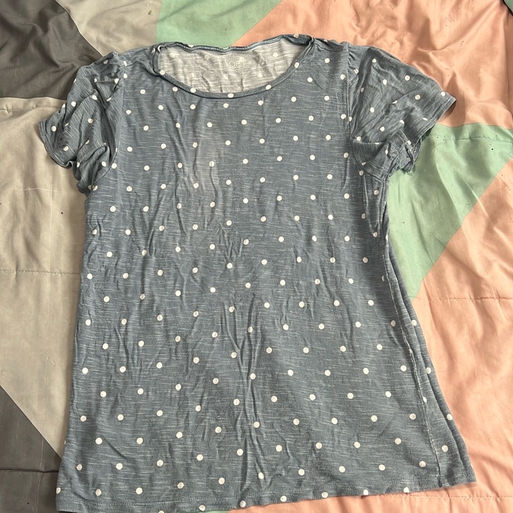 Blue with white polka dots shirt